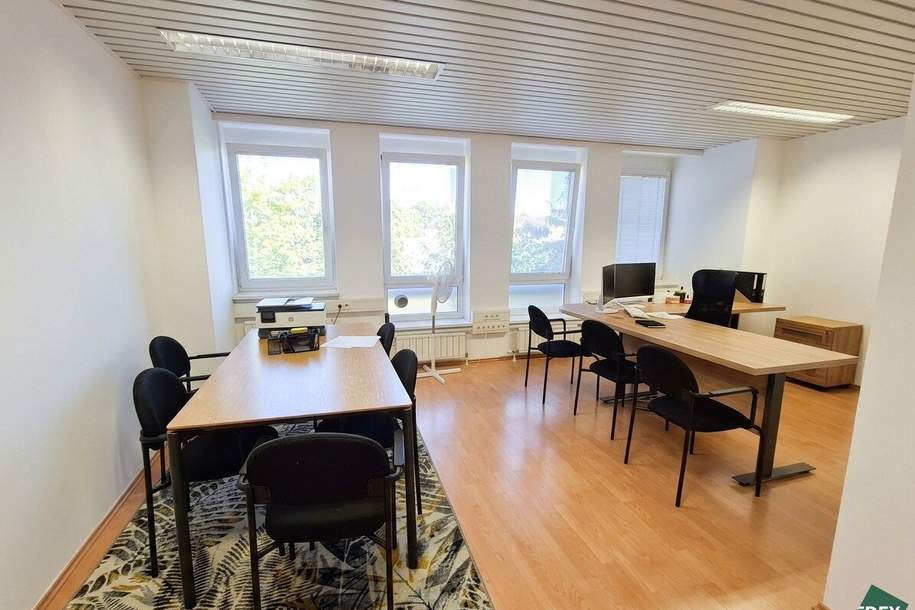 Attraktive Bürofläche mit viel Tageslicht und eigener Teeküche – ideal für Einzelunternehmer & Gründer!, Gewerbeobjekt-miete, 499,00,€, 1110 Wien 22., Donaustadt