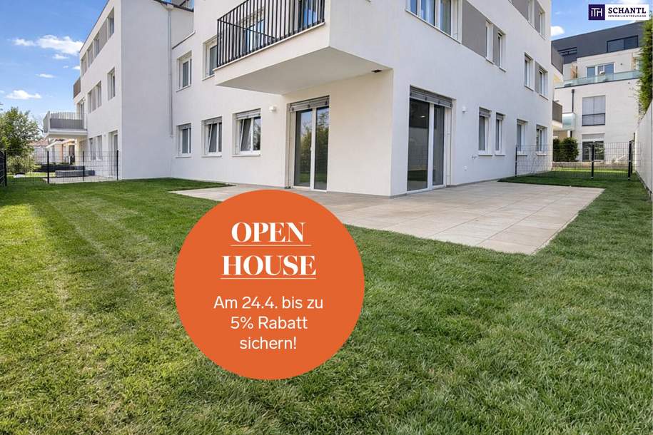 OPEN HOUSE 24.4.! Bis zu -5% Rabatt sichern! Hochwertig Fertiggestellt! Mehr Raum I Mehr Grün I Mehr Lebensqualität: Großzügige 4-Zimmer Gartenwohnung mit privatem Gartenparadies und Top-Infrastruktur!, Wohnung-kauf, 536.893,€, 2320 Bruck an der Leitha
