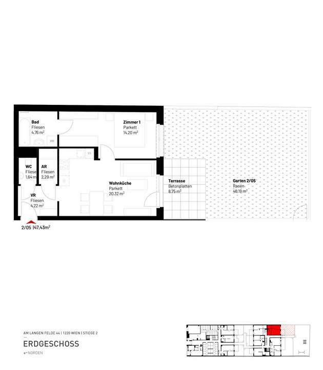 2-Zimmer-Gartenwohnung inkl hochwertiger Markenküche mit Geschirrspüler und Mikrowelle und Kellerabteil / ALF44 Top 2-05