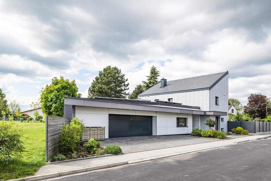 Exklusives Architektenhaus – bezugsfertig, repräsentativ, außergewöhnlich | Edelstahlpool | Mit zwei Eingängen vielseitig nutzbar, Haus-kauf, 1.200.000,€, 2700 Wiener Neustadt(Stadt)