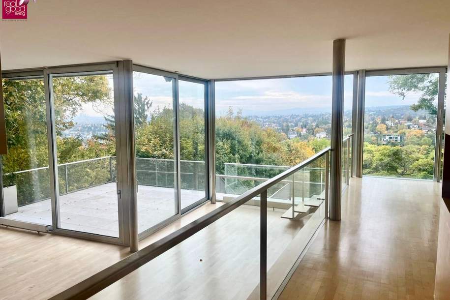 Wohngenuss mit Traumfernblick: Teilmöblierte Traumvilla mit Outdoorpool, Garten, Sauna, Jacuzzi Indoor, Tischtennistisch, etc., Haus-miete, 6.500,00,€, 1190 Wien 19., Döbling