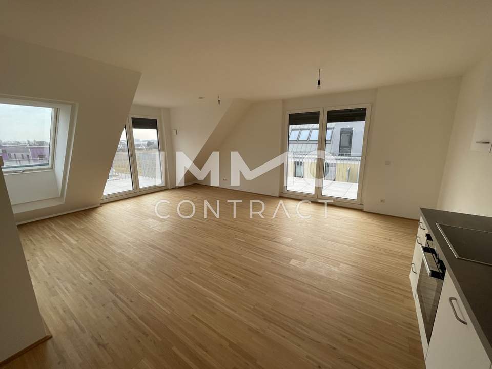 2 Dachterrassen & 2 Monate mietfrei – 3-Zimmer-DG-Wohnung mit Kühlung