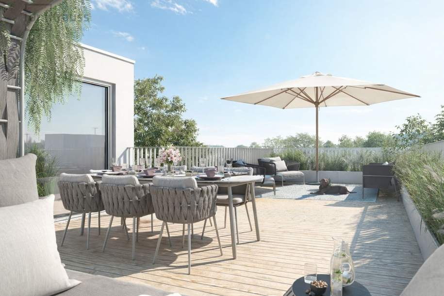 PREMIUM-WOHNGEFÜHL - DACHTERRASSENWOHUNG MIT FREIRAUM UND SONNE, Wohnung-kauf, 1.057.600,€, 1210 Wien 22., Donaustadt