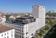 PENTHOUSE ohne SCHRÄGEN mit Vollverglasung und Wellnessterrasse inkl. Sauna und Blick über Wien - außergewöhnliche RARITÄT mit 2x Tiefgaragenplätzen im Haus / Kaufpreis inkl. LUXUS-Möblierung