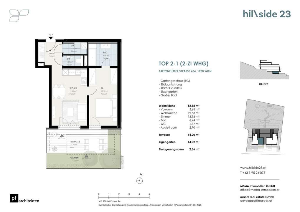 Pärchenhit! Helle 2-Zimmer-Wohnung mit kleinem Garten zu verkaufen!