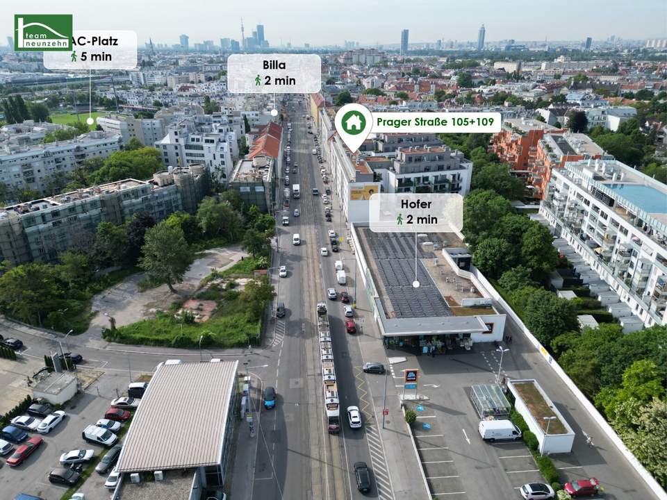 Hochwertige 2-Zimmer Wohnung an der Prager Straße mit großer Hof-Terrasse! Top Infrastruktur, Straßenbahn, S-Bahn und Grünflächen in der Umgebung!