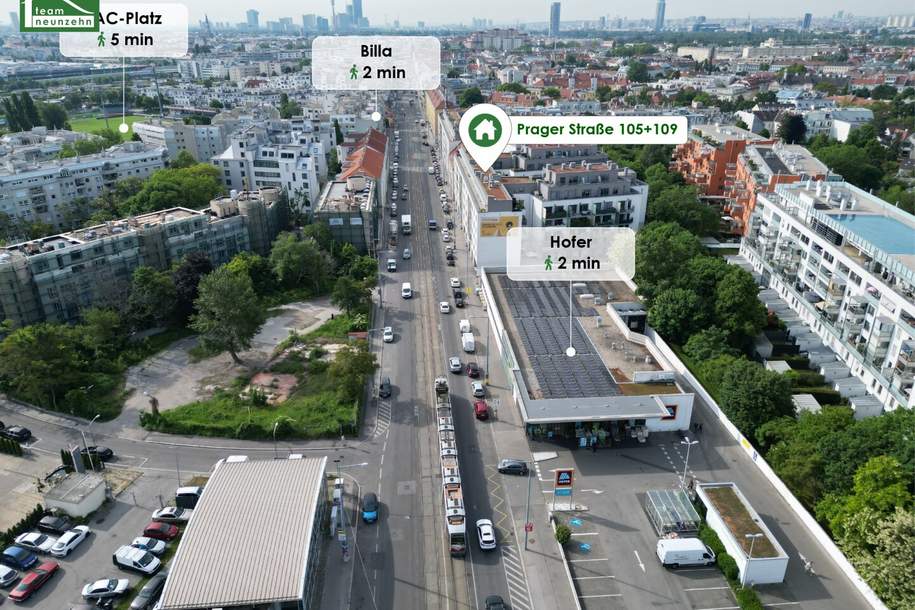 Hochwertige 2-Zimmer Wohnung an der Prager Straße mit großer Hof-Terrasse! Top Infrastruktur, Straßenbahn, S-Bahn und Grünflächen in der Umgebung!, Wohnung-miete, 847,86,€, 1210 Wien 21., Floridsdorf