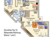 Gepflegte 4-Zimmer-Maisonette-Wohnung auf 3 Ebenen in Unterlangkampfen