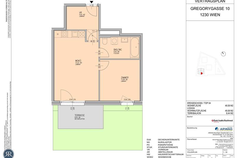 2-Zimmer EG-Wohnung mit Terrasse und Garten - Ab Juni - Besichtigungen ab Mai möglich, Wohnung-miete, 900,85,€, 1230 Wien 23., Liesing