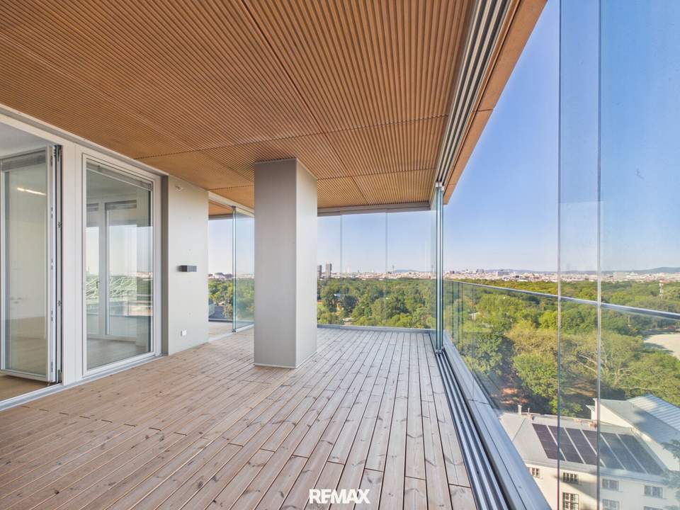 Wohnturm Grünblick: Eckwohnung mit verglastem Balkon auf der Südwestseite im 12. Stock