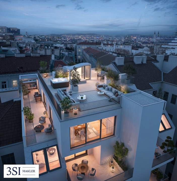 Historischer Charme, moderne Eleganz: Luxus Dachgeschosswohnung auf einer Ebene mit zusätzlicher Terrasse