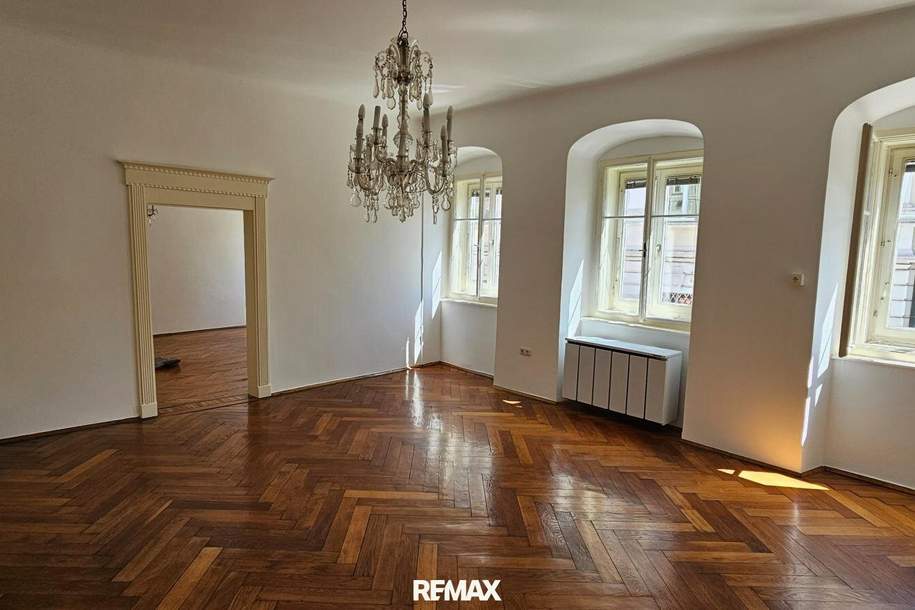 "Jetzt Preisreduzierung!" Wohnen und/oder arbeiten in großzügiger-teilsanierter 4 Zimmer-Altbau-Wohnung an der Linzer Herrenstraße, Wohnung-legalform.pacht, 1.795,00,€, 4020 Linz(Stadt)