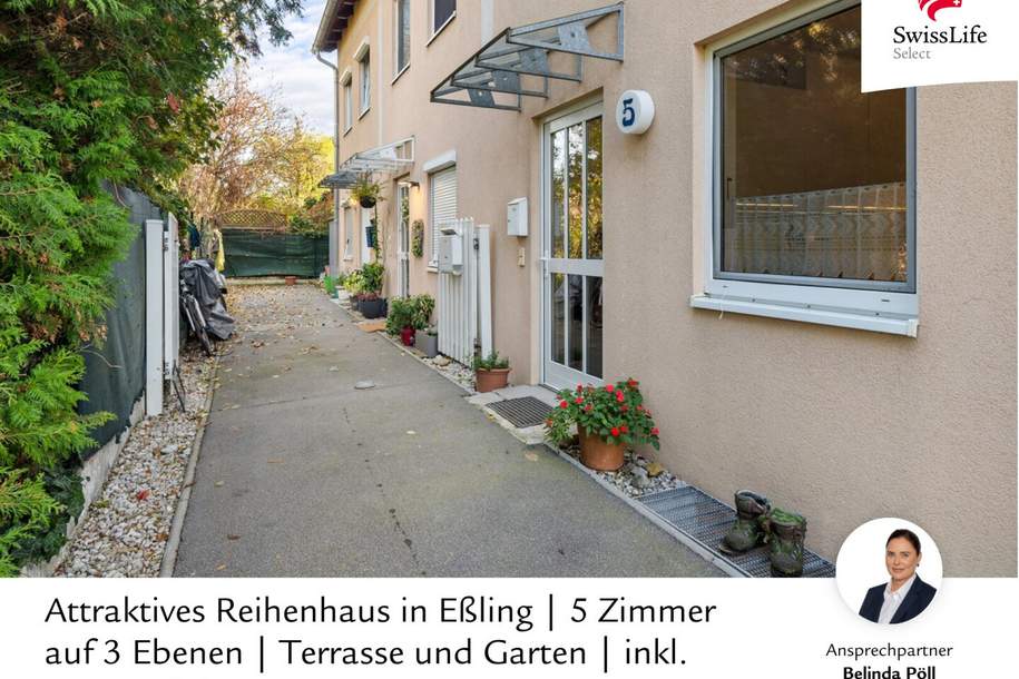 Attraktives Reihenhaus in Eßling | 5 Zimmer auf 3 Ebenen | Terrasse und Garten | inkl. KFZ-Stellplatz, Haus-kauf, 498.000,€, 1220 Wien 22., Donaustadt