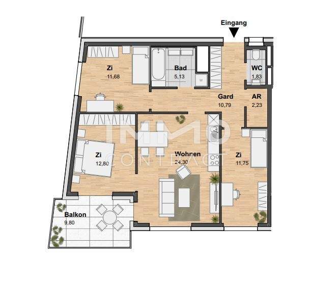 EXKLUSIVE 4-ZIMMERWOHNUNG MIT GROSSER SÜDWEST TERRASSE IM NEUEN REININGHAUSAREAL