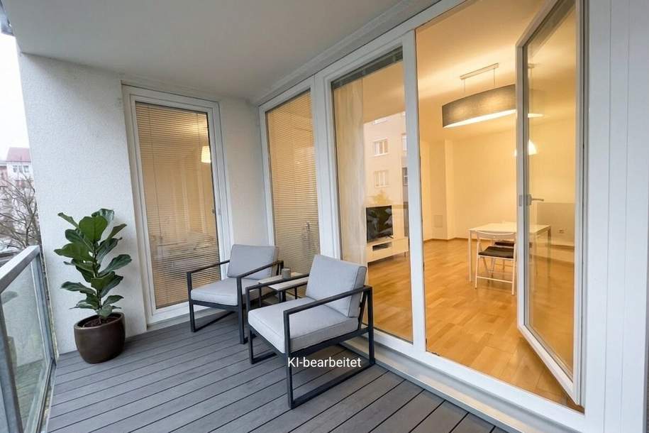 Rembrandtstraße: teilmöblierte 2 Zimmer mit Loggia nahe Augarten / Taborstraße!, Wohnung-miete, 1.298,00,€, 1020 Wien 2., Leopoldstadt