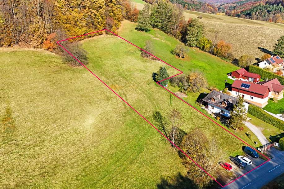 Großzügiges, naturnahes Grundstück in sonniger Ruhelage und mit herrlicher Aussicht, Grund und Boden-kauf, 420.000,€, 3021 Sankt Pölten(Land)
