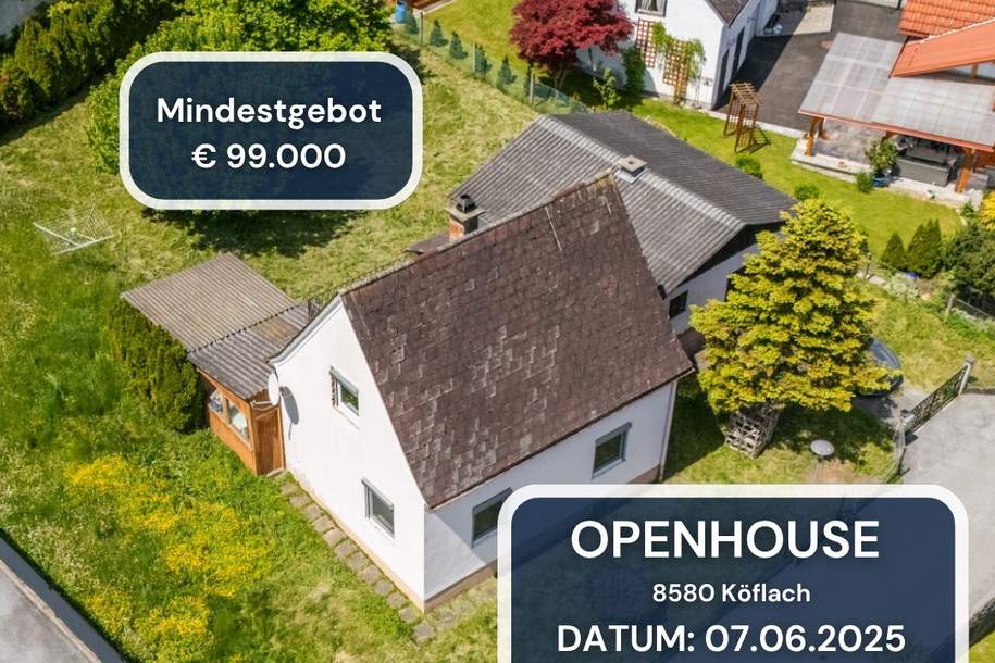 OPEN HOUSE am 07.06.2025 Charmantes Einfamilienhaus mit großem Garten & großem Potenzial in Köflach, Haus-kauf, 99.000,€, 8580 Voitsberg