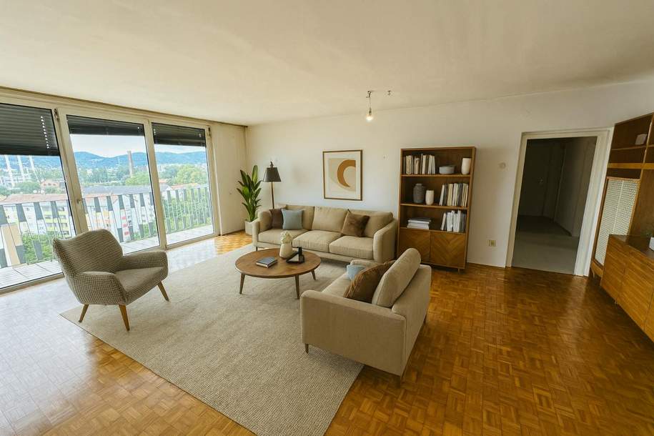 Geräumige 3-Zimmer Wohnung mit schöner Aussicht und viel Potenzial, Wohnung-kauf, 170.000,€, 8041 Graz(Stadt)