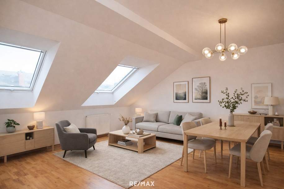 Charmante Dachgeschosswohnung mit Balkon und Lift in ausgezeichneter Lage, Wohnung-kauf, 230.000,€, 1140 Wien 14., Penzing