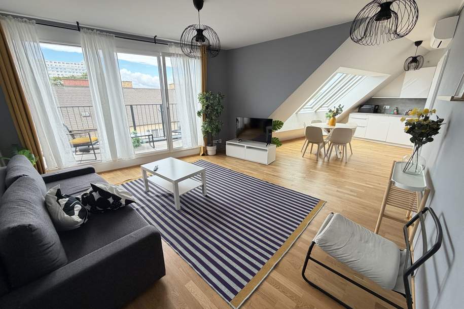 LUXUS PUR | Liftausstieg direkt in der Wohnung | Klimatisierte Dachgeschosswohnung mit Terrasse | Open House am 1.1 um 15:00 Uhr, Wohnung-miete, 1.850,00,€, 1210 Wien 21., Floridsdorf