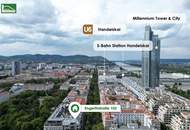 Neuwertige 2-Zimmer-Wohnung mit großer Innenhof-Fensterfront, Balkon und moderner Komplettküche! Nähe Millennium City, Handelskai und Donau. - WOHNTRAUM