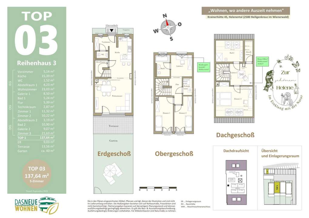 Wohnen im Helenental bei Baden: Architekten-Reihenhäuser in Niedrigstenergiebauweise