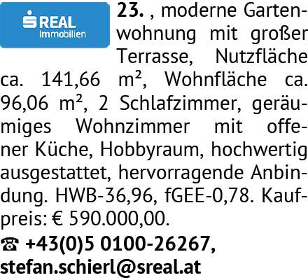 23. , moderne Gartenwohnung