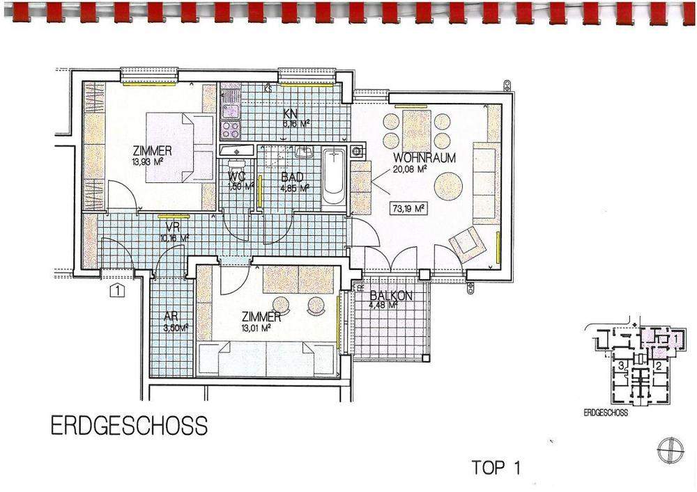 3 - Zimmer Wohnung in Ober-Piesting im Erggeschoss