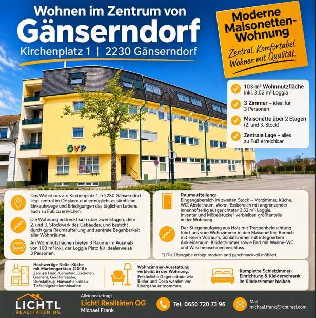 Maisonette 3 Zimmer mit Loggia, Aufzug wird eingebaut!