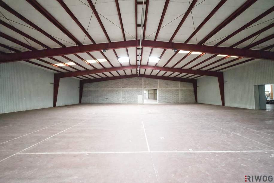 1.100m² isolierte Lagerhalle mit 250m² Büro | Rampen &amp; ebenerdige Einfahrt möglich | optional bis zu ca. 2.000m² Lager möglich, Gewerbeobjekt-miete, 4.990,00,€, 2304 Gänserndorf