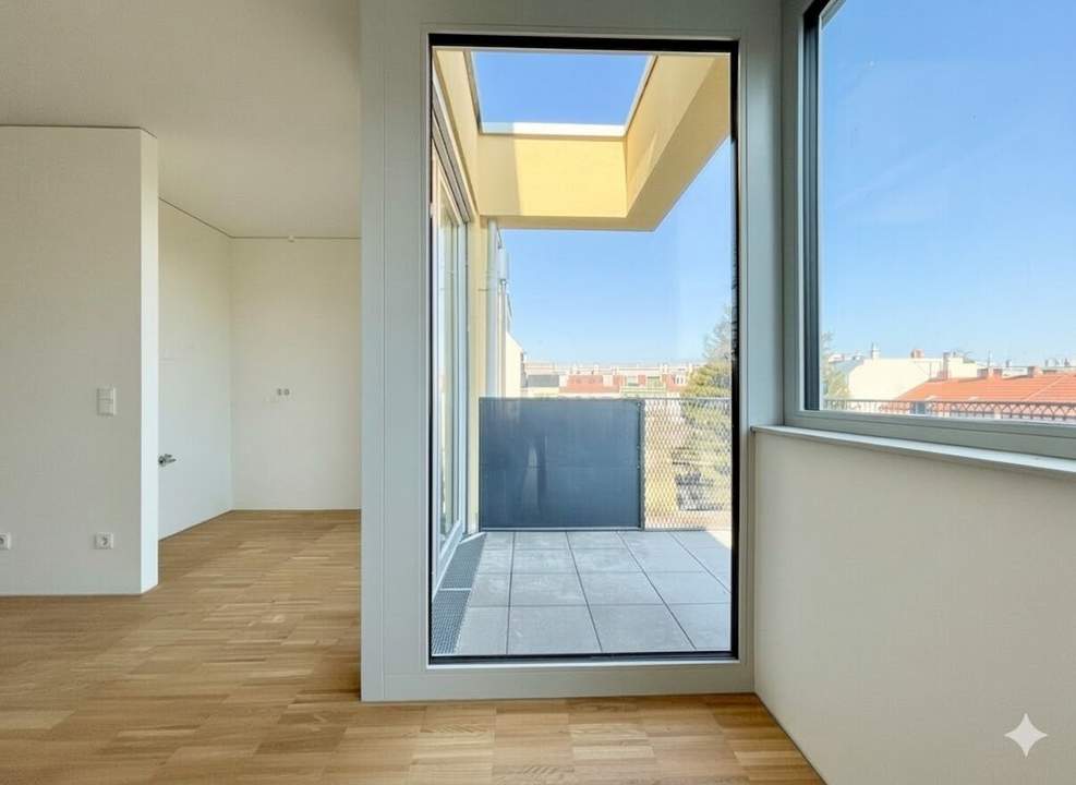 ERSTBEZUG | Außenflächen mit direktem Blick auf den Kahlenberg | vollausgestattete Küchen | Fußbodenheizung und Fußbodenkühlung