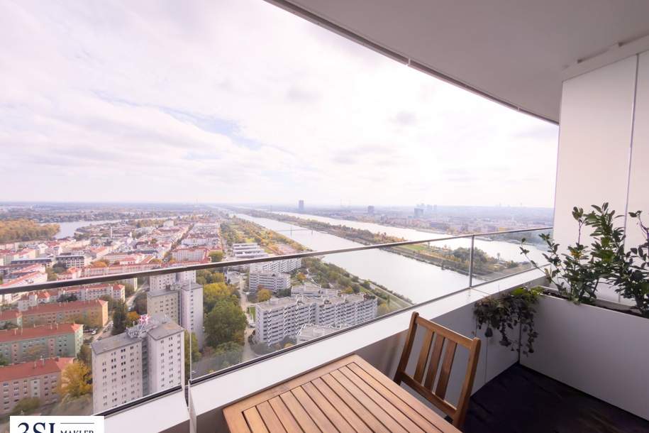 Exklusive möblierte Wohnung in den DANUBEFLATS mit phantastischem Ausblick, Wohnung-miete, 1.450,00,€, 1220 Wien 22., Donaustadt