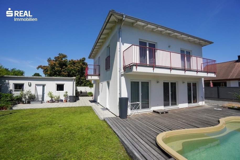 Familienidylle in Pfaffstätten - Geräumiges Einfamilienhaus mit Wohnkeller, Büro, Doppelgarage und Garten mit Pool, Haus-kauf, 850.000,€, 2511 Baden