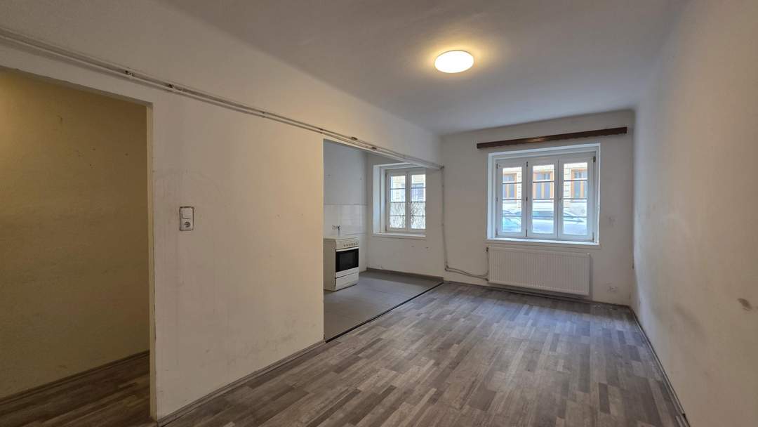 Sanierungsbedürftig + Altbau + 1 Zimmer + separate Küche + Erdgeschoß