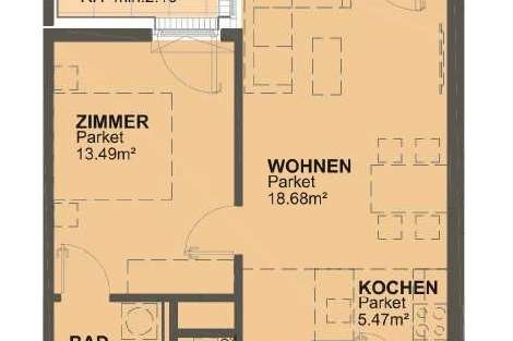2 Zimmer Wohnung mit Terrasse und Blick zum Marchfeldkanal, Wohnung-miete, 907,96,€, 1210 Wien 22., Donaustadt
