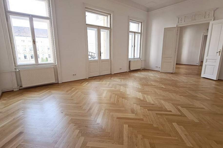 MÖLLWALDPLATZ, U1-Nähe, 133 m2 Altbau mit Loggia, 3 Zimmer, Extraküche, 2 Loggia, Wannenbad, Parketten, 1. Liftstock, Wohnung-miete, 2.380,15,€, 1040 Wien 4., Wieden