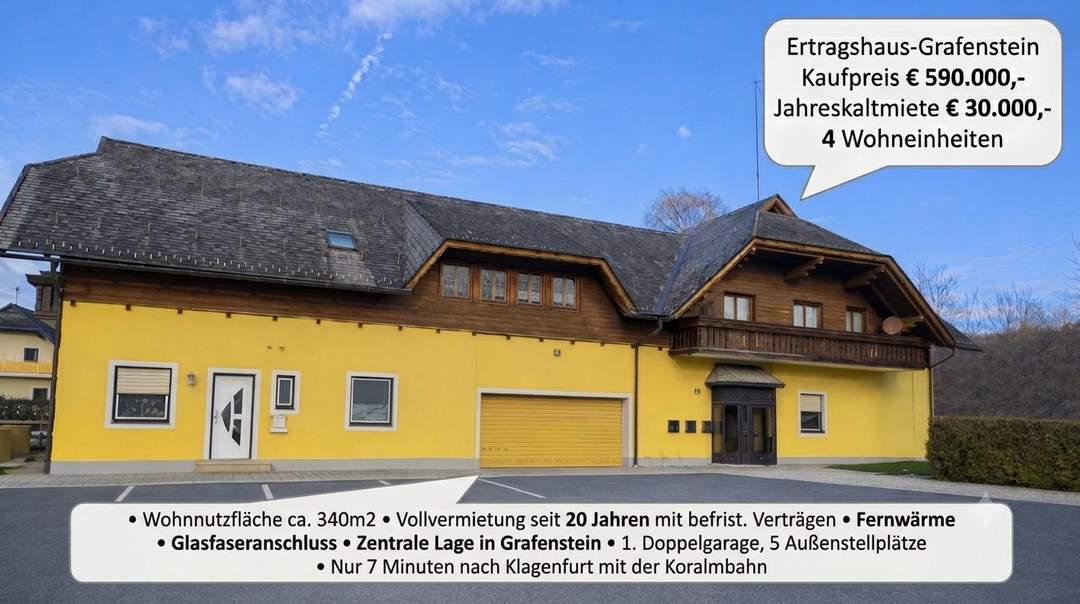 Attraktives Ertragshaus in Grafenstein zu verkaufen (Provisionsfrei)