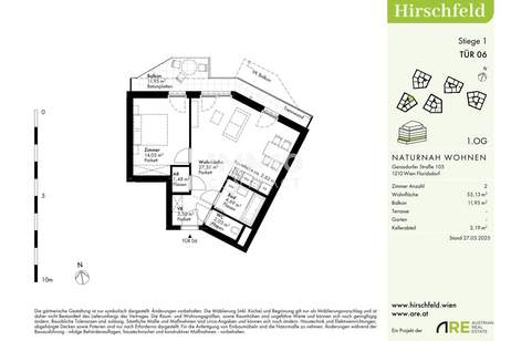 Neu und provisionsfrei: Hirschfeld - Preis jetzt sichern! 2 Zimmerwohnung mit super Balkon, Wohnung-kauf, 270.000,€, 1210 Wien 22., Donaustadt