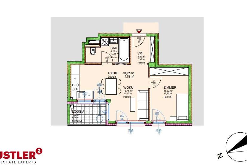 Westseitige 2 Zimmerwohnung mit Freifläche | Neubauprojekt am Marchfeldkanal, Wohnung-kauf, 225.000,€, 1210 Wien 21., Floridsdorf