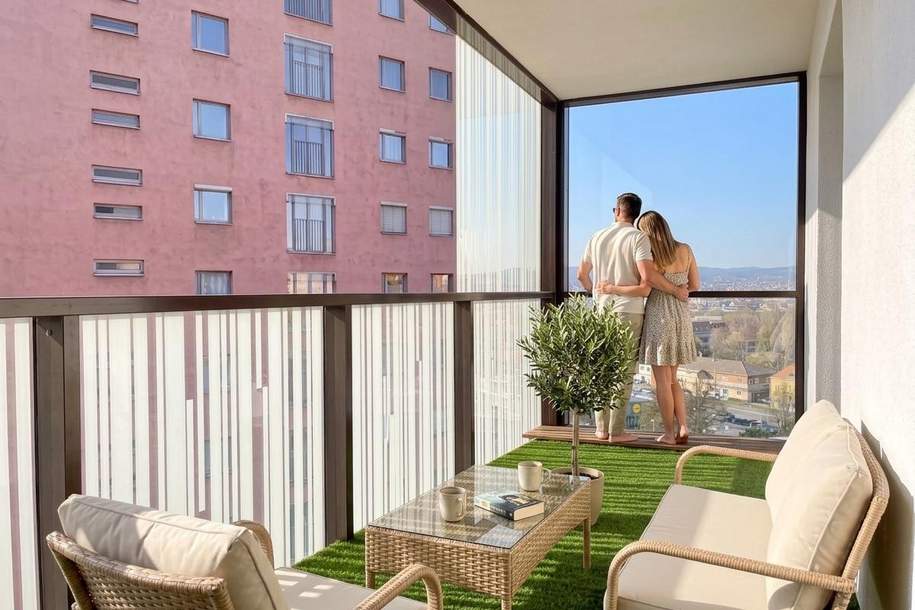 Panoramablick über Wien – gepflegte 3-Zimmer-Eckwohnung mit Loggia im 12. Stock, Wohnung-kauf, 499.000,€, 1100 Wien 10., Favoriten