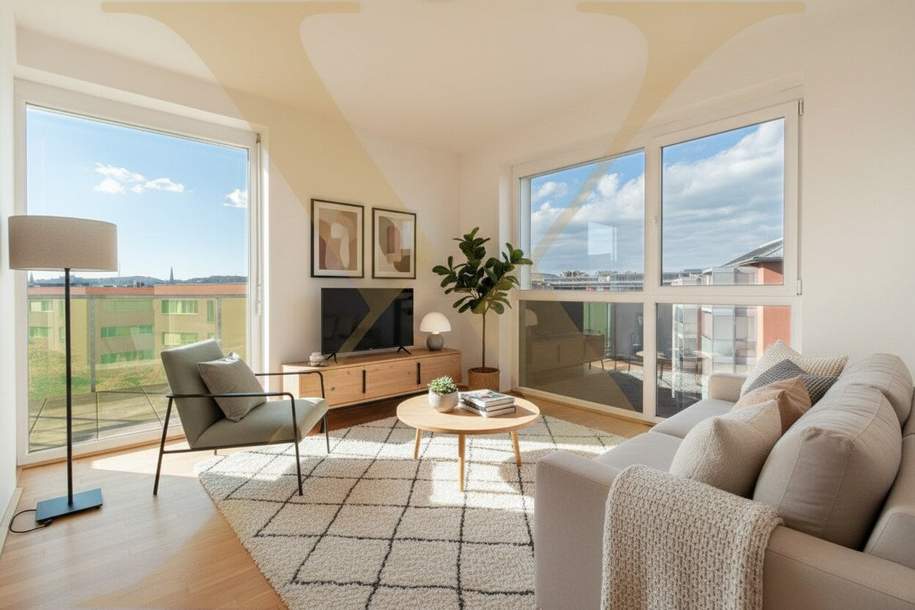 Moderne 2,5-Zimmer-Dachgeschoßwohnung inkl. Westbalkon in Linz nähe UKH zu vermieten!, Wohnung-miete, 909,65,€, 4020 Linz(Stadt)
