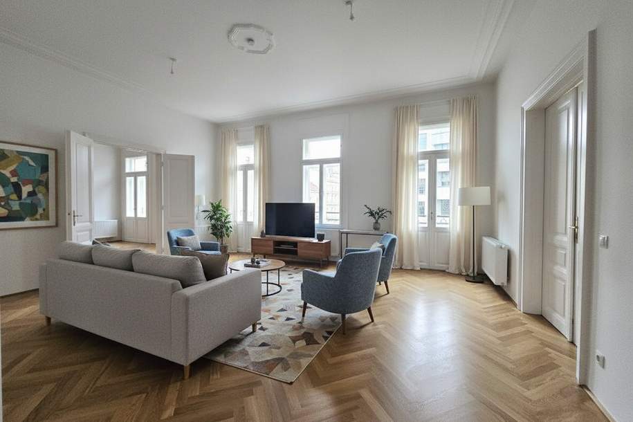 Stilvolle Altbauwohnung 232m² - 6 Zimmer - mit modernem Komfort in zentraler Lage, Wohnung-miete, 5.183,46,€, 1040 Wien 4., Wieden
