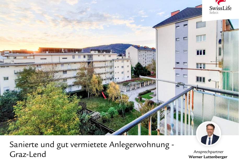 Sanierte und gut vermietete Anlegerwohnung - Graz-Lend, Wohnung-kauf, 149.000,€, 8020 Graz(Stadt)