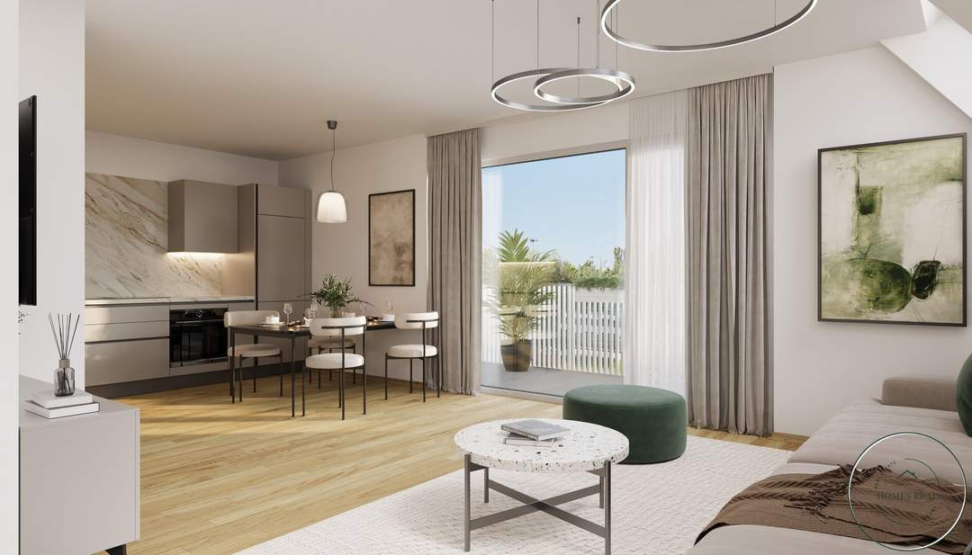 Oberlaa: Modernes Raumwunder mit ESG-Fokus und kühlem Kopf an heißen Tagen / 55 m² Panorama-Terrasse &amp; Deckenkühlung + Eigengarten