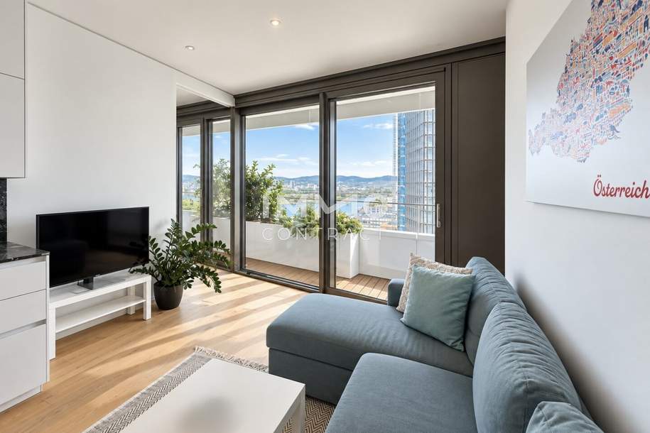 Elevated Living with Iconis Danube Views and Swimmingpool: DANUBEFLATS:, Wohnung-miete, 1.598,96,€, 1220 Wien 22., Donaustadt