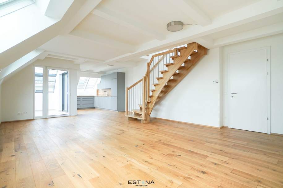 Offen gestatalltete Dachgeschoss-Maisonette mit Wintergarten und Terrasse | Erstbezug, Wohnung-kauf, 689.000,€, 1100 Wien 10., Favoriten