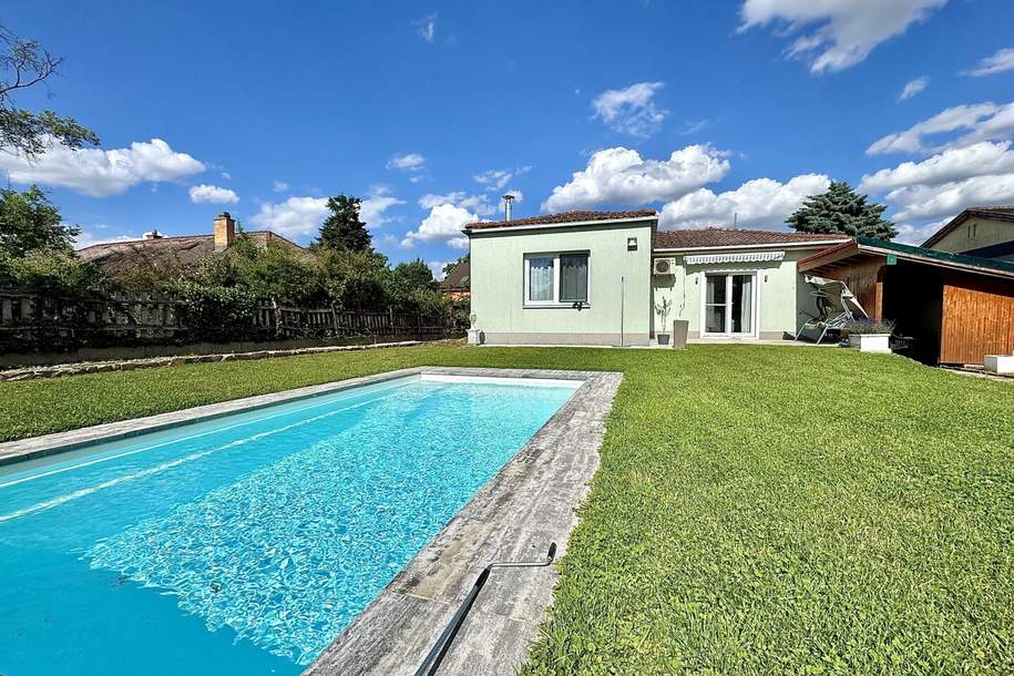 BUNGALOW mit Pool I Ausbaupotential I Klimaanlage I ~696m² Grundstück I Ruhelage, Haus-kauf, 425.000,€, 2231 Gänserndorf