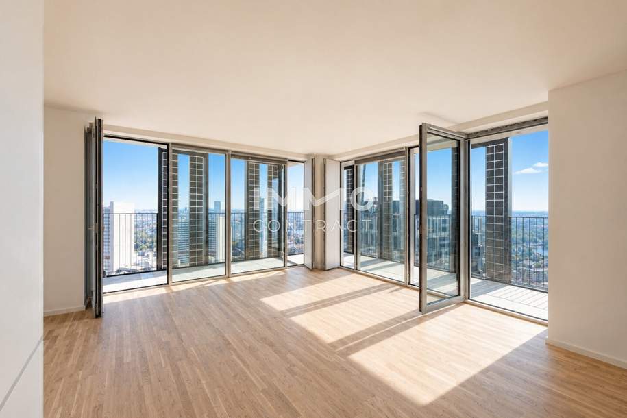 33. Etage DC2 Tower: 3 Zimmer, 2 Loggien mit Wasserblick, Wohnung-miete, 1.100,00,€, 1220 Wien 22., Donaustadt