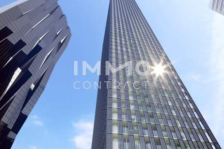 Sky-Living inkl. Loggia: 37. Etage - Studio mit Sonnenuntergang und Kahlenberg Ausblick, Wohnung-miete, 1.100,00,€, 1220 Wien 22., Donaustadt