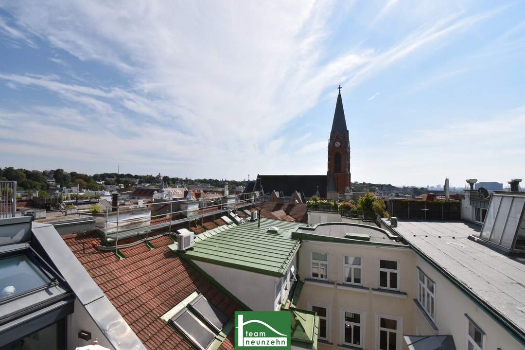 Über den Wolken - Herrschaftliches DG-Penthouse auf 2 Ebenen mit großer Dachterrasse und Weitblick im begehrten 18.Bezirk inkl. 2 Stellplätze. - WOHNTRAUM